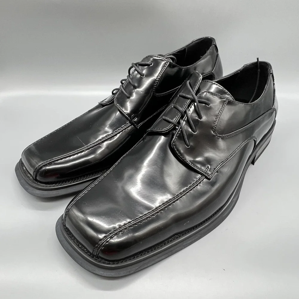 Bass & Co Shoes Mens 13 Black Linden Derby Oxford Dress Square Toe New